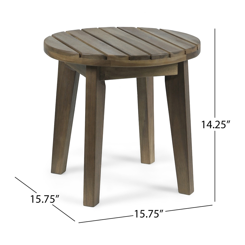 Benjara Outdoor Side End Table- Slatted- Tapered Legs 16