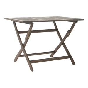 Benjara Cami Outdoor Foldable Bistro Table- 44in Rectangular Gray Acacia Wood