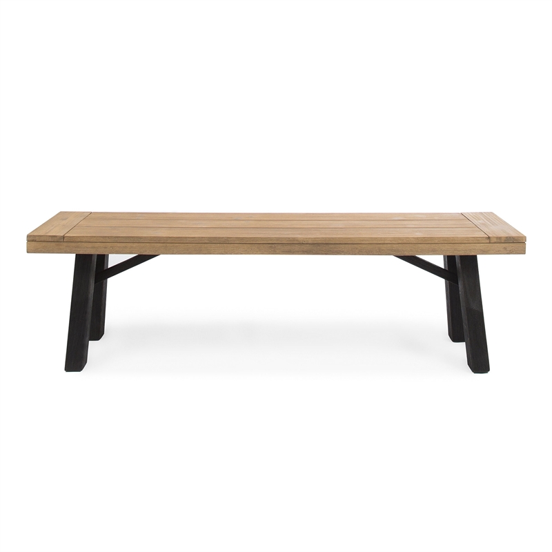 Benjara Wren Outdoor Bench with Slatted Top- 63