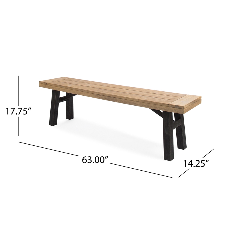 Benjara Wren Outdoor Bench with Slatted Top- 63