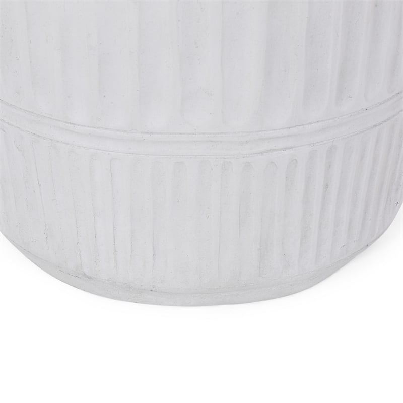 Benjara End Table- White Faux Concrete- Round 15