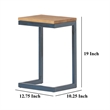 Benjara Small Accent End Table- 13 Inch- C Shaped Iron Legs- Black- Brown Wood