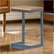 Benjara Small Accent End Table- 13 Inch- C Shaped Iron Legs- Black- Brown Wood