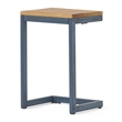 Benjara Small Accent End Table- 13 Inch- C Shaped Iron Legs- Black- Brown Wood