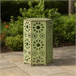 Benjara Liana Outdoor Side Table- Hexagonal 12 Inch- Sunburst Cut Out- Green