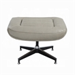 Benjara Siro Swivel Ottoman- Gray Top Grain Leather with Foam Padding- 24 Inch
