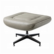 Benjara Siro Swivel Ottoman- Gray Top Grain Leather with Foam Padding- 24 Inch
