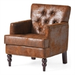 Benjara Lit Accent Chair with Classic Brown Button Tufted Microfiber Design