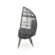 Benjara Fam Outdoor Accent Chair- Cocoon Egg Shaped- Abstract Gray PE Rattan