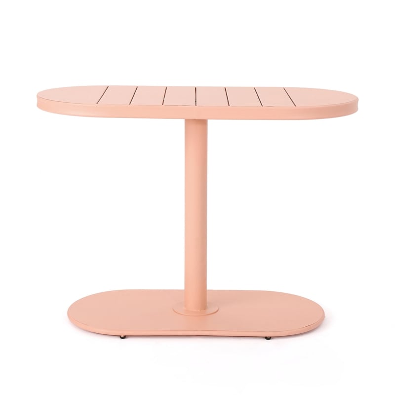 Benjara Monalisa 3 Piece Outdoor Bistro Set with 1 Oval Table- 2 Chairs- Pink