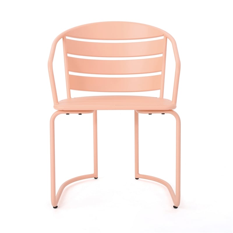 Benjara Monalisa 3 Piece Outdoor Bistro Set with 1 Oval Table- 2 Chairs- Pink