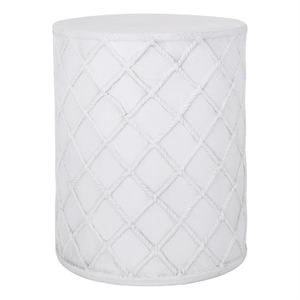 Benjara Outdoor End Table- Round 15&quot Top- Antique White Faux Concrete
