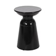 Benjara Side End Table Set of 2- Round Taper Top- Pedestal Base- Black Metal