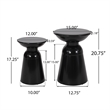 Benjara Side End Table Set of 2- Round Taper Top- Pedestal Base- Black Metal
