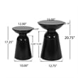 Benjara Side End Table Set of 2- Round Taper Top- Pedestal Base- Black Metal
