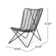 Benjara Lymi Outdoor Accent Chair Set of 2- Rattan Woven- Gray Geometric Base