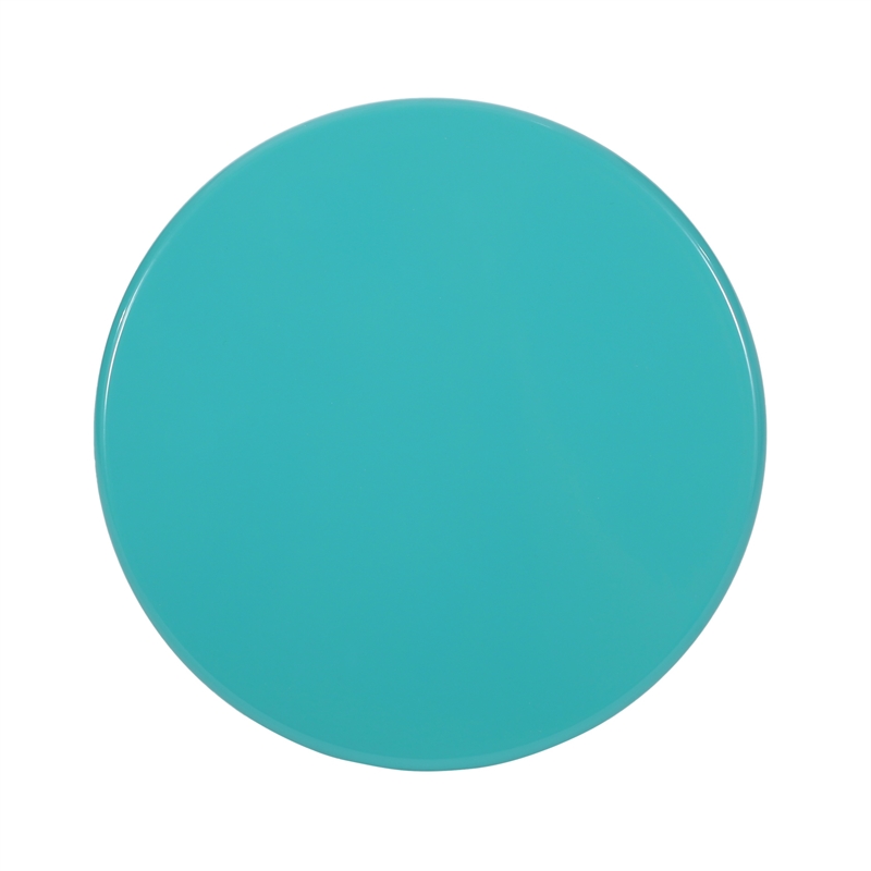 Benjara Mio Patio Side End Table Set of 2- Teal Blue Iron Flared Pedestal Base