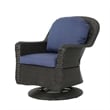 Benjara Kaia Outdoor Swivel Accent Chair Set of 2- Rattan Wicker Weave- Blue
