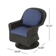 Benjara Kaia Outdoor Swivel Accent Chair Set of 2- Rattan Wicker Weave- Blue