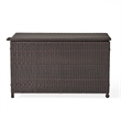 Benjara Laki Outdoor Storage Chest- Brown PE Rattan Wicker- Aluminum- 53 Inch