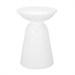 Benjara Suma Outdoor Side End Table Set of 2- Round Top- Pedestal- White Iron