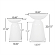 Benjara Suma Outdoor Side End Table Set of 2- Round Top- Pedestal- White Iron