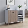 Benjara Wine Cabinet- 2 Drawers- Stemware and Bottle Rack- White Brown Gray