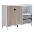 Benjara Wine Cabinet- 2 Drawers- Stemware and Bottle Rack- White Brown Gray