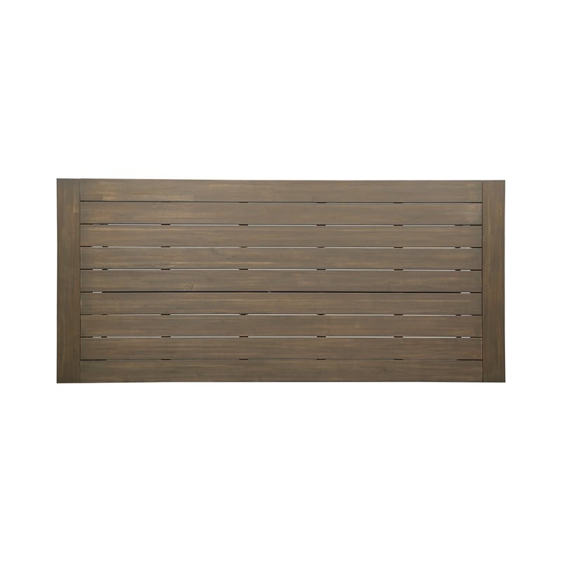 Benjara Leslee Outdoor Dining Table- Brown Top- Black Wood Rectangular 79 Inch