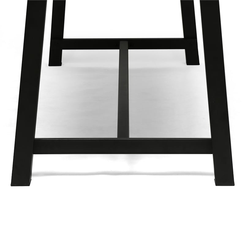 Benjara Leslee Outdoor Dining Table- Brown Top- Black Wood Rectangular 79 Inch