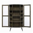 Benjara Bran Accent Cabinet- 2 Doors- 68 Inch- Nailhead Trim- Silver- Brown