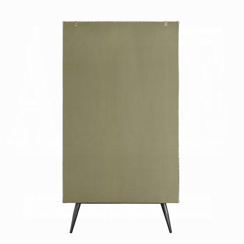 Benjara Bran Accent Cabinet- 2 Doors- 68 Inch- Nailhead Trim- Silver- Brown
