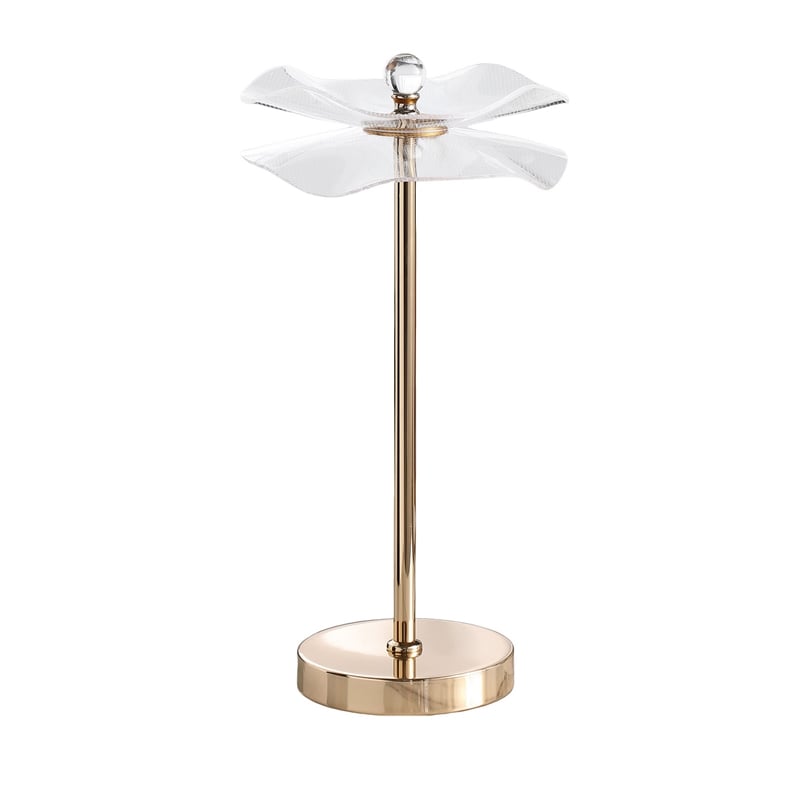 Benjara Accent Table Lamp- LED- Lotus Shape Acrylic- Copper- Gold- 18 Inch