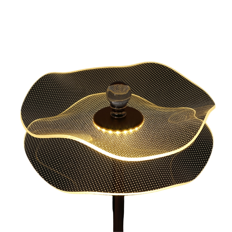 Benjara Accent Table Lamp- LED- Lotus Shape Acrylic- Copper- Gold- 18 Inch