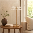 Benjara Accent Table Lamp- LED- Lotus Shape Acrylic- Copper- Gold- 18 Inch