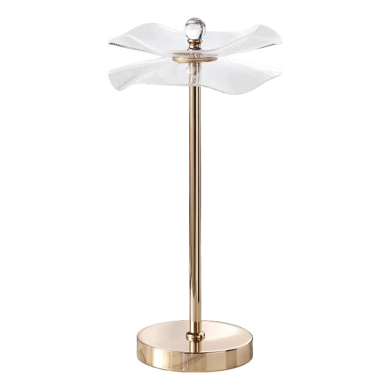 Benjara Accent Table Lamp- LED- Lotus Shape Acrylic- Copper- Gold- 18 Inch