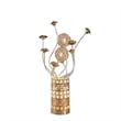 Benjara Table Lamp- Rose Bud Floral Vase- Cage Textured Gold Chrome 22