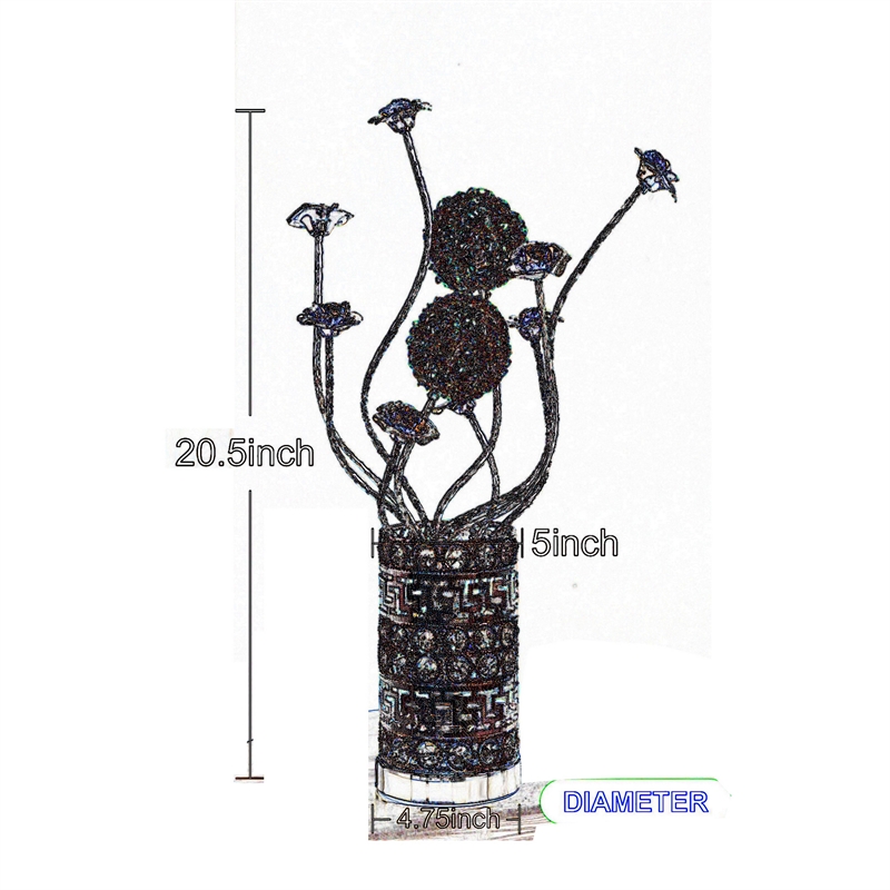 Benjara Table Lamp- Rose Bud Floral Vase- Cage Textured Gold Chrome 22