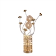 Benjara Table Lamp- Rose Bud Floral Vase- Cage Textured Gold Chrome 22