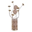 Benjara Table Lamp- Rose Bud Floral Vase- Cage Textured Gold Chrome 22