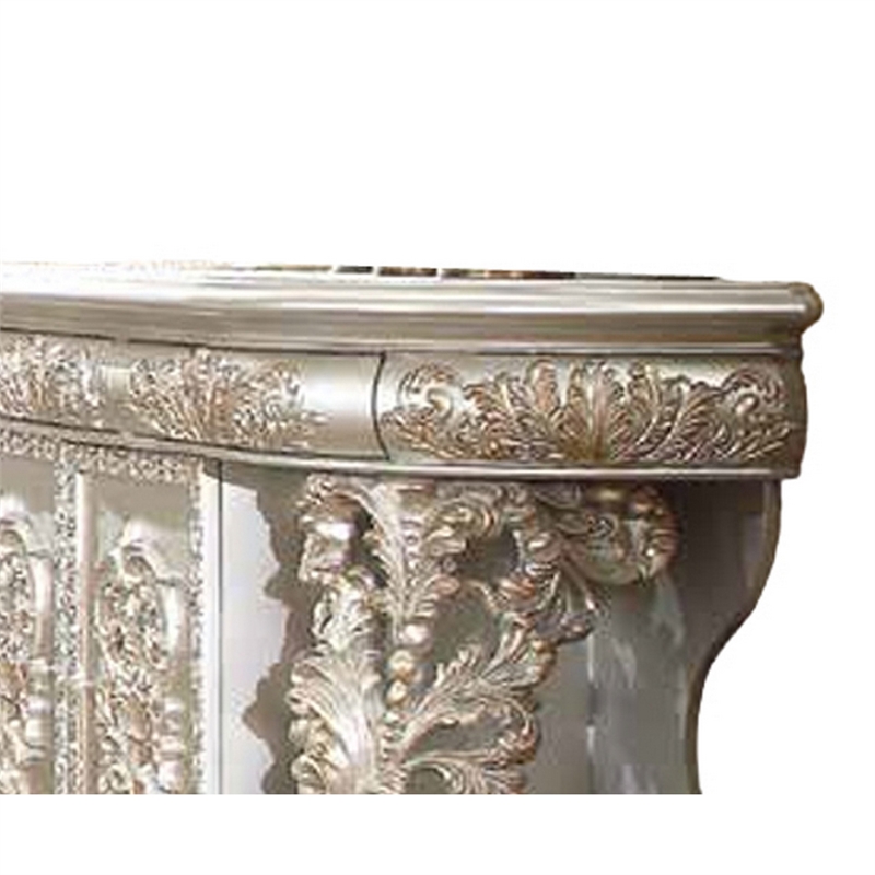 Benjara Dove Sideboard Server Table- Drawers- Classic Champagne Finish 73 Inch