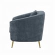 Benjara Kenny Sofa- 2 Pillows- Cobalt Blue Chenille- Gold Metal Legs- 77 Inch