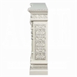 Benjara Kin LED Electric Fireplace- Floral Carvings- Antique White- 62 Inch