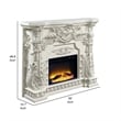Benjara Rox LED Electric Fireplace- 62 Inch- Resin Details- Antique White Wood