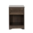 Benjara Vinie Nightstand with 1 Drawer and Open Shelf- Modern Walnut Brown