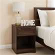Benjara Vinie Nightstand with 1 Drawer and Open Shelf- Modern Walnut Brown