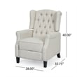 Benjara Push Back Recliner- Dark Brown Birch Wood- Beige Button Tufted Fabric