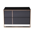 Benjara Caer Nightstand- 2 Drawers- Modern Rose Gold Stainless Steel- Black