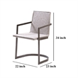 Benjara Jegy Dining Chair- Padded Washed Gray Faux Leather- Cantilever Base