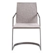 Benjara Jegy Dining Chair- Padded Washed Gray Faux Leather- Cantilever Base
